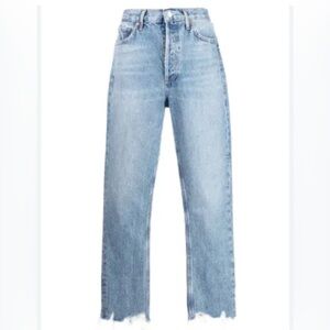 AGOLDE Riley Cropped Jeans Medium Wash 50935 Raw Hem Crop 29